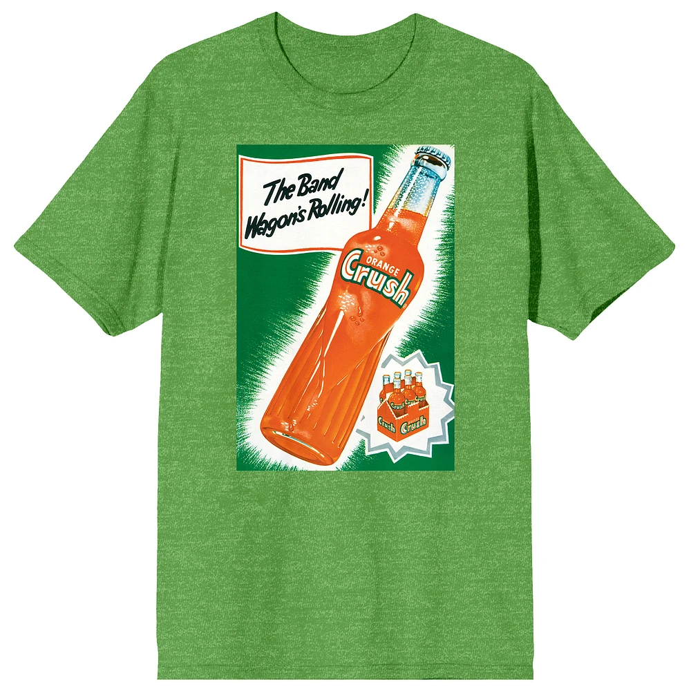 Men's Green Orange Crush The Band Wagon's Rolling T-Shirt
