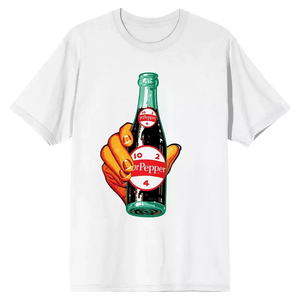 Men's White Dr Pepper Glass Bottle T-Shirt