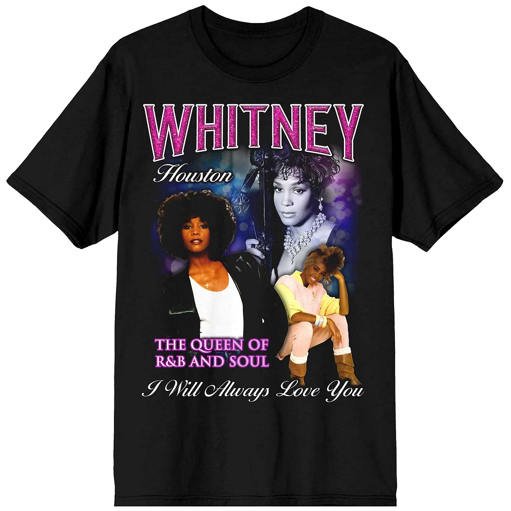 Men's Black Whitney Houston The Queen T-Shirt