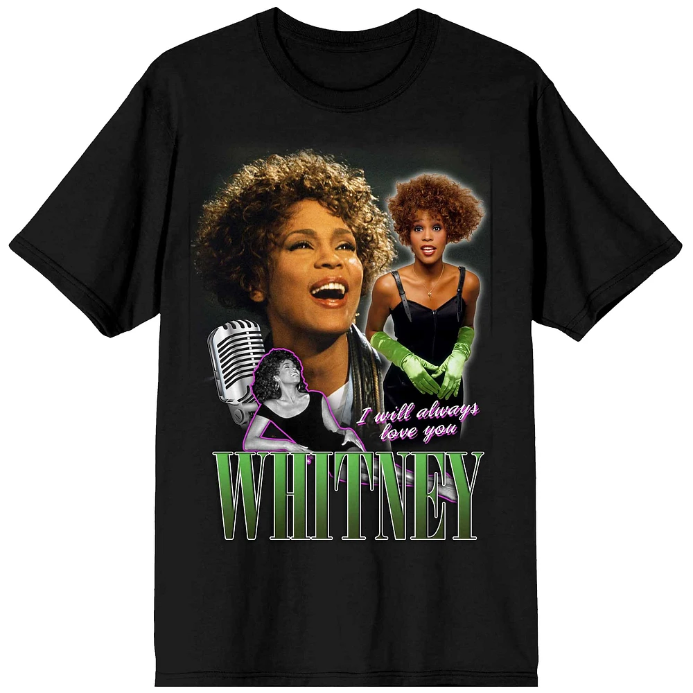 Men's Black Whitney Houston I Will Always Love You T-Shirt