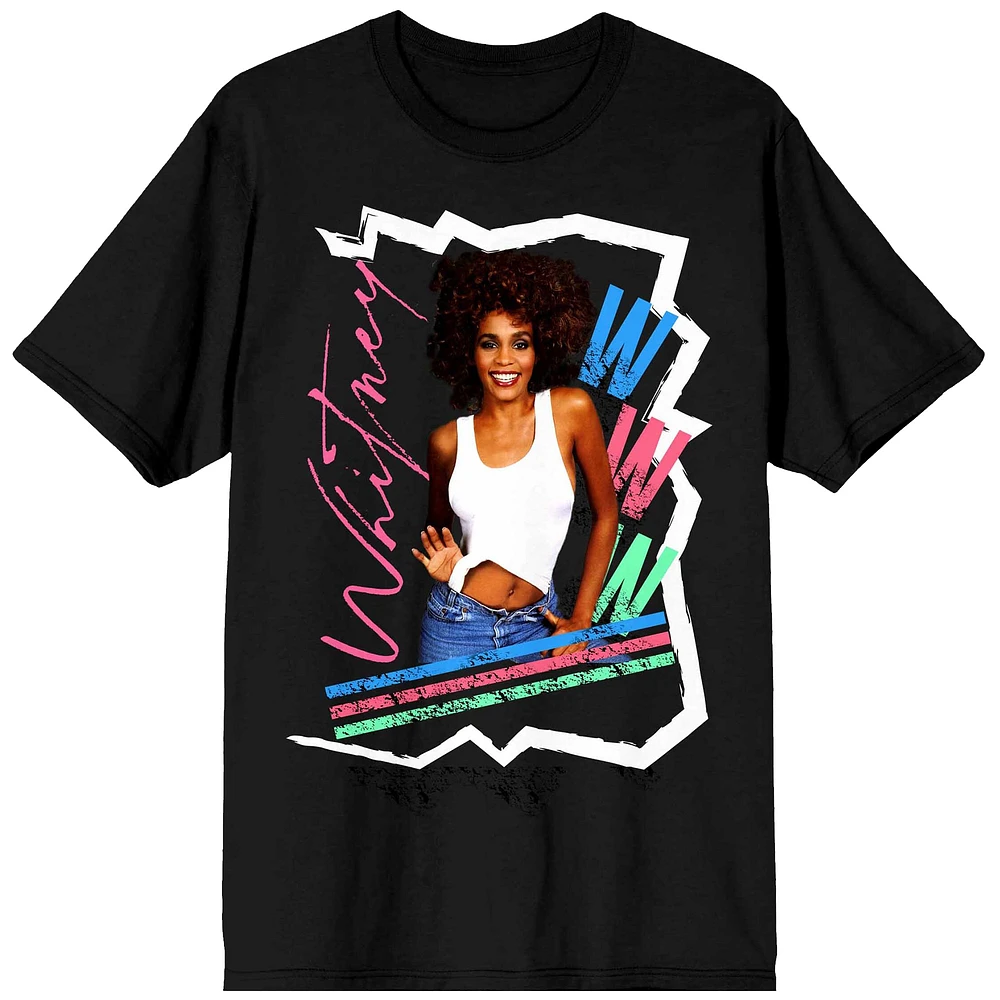 Men's Black Whitney Houston '80s Triple W T-Shirt