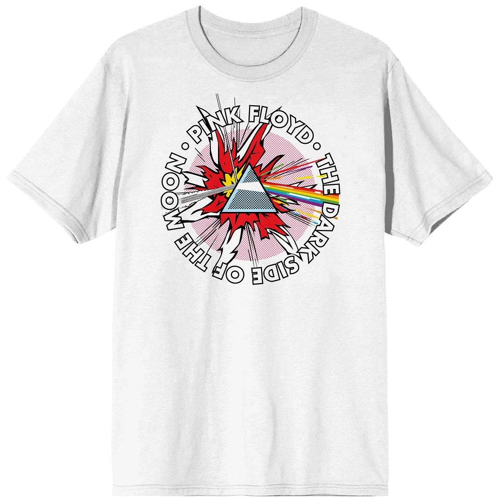 Men's White Pink Floyd Dark Side Of The Moon Pop Art T-Shirt