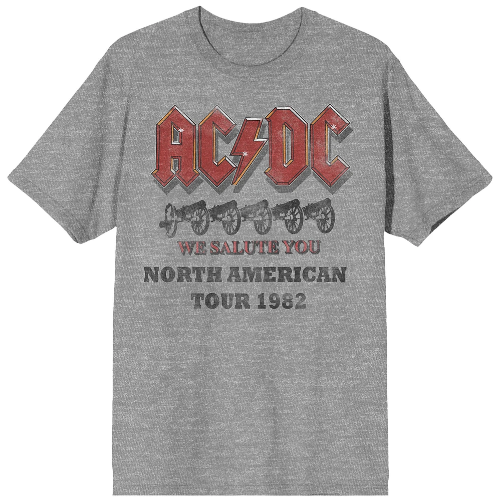 Men's Heather Gray AC/DC We Salute You North American Tour '82 T-Shirt