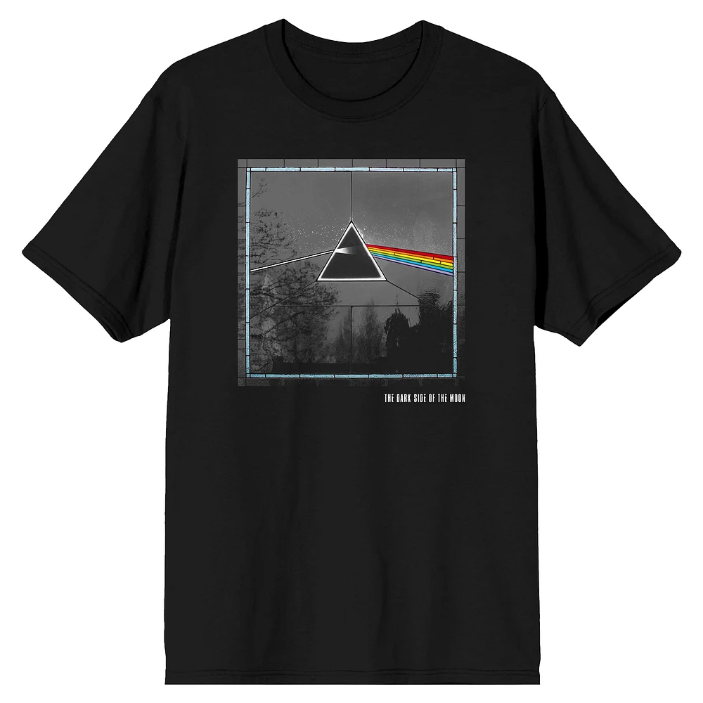 Men's Black Pink Floyd Dark Side Of The Moon Stained Glass T-Shirt