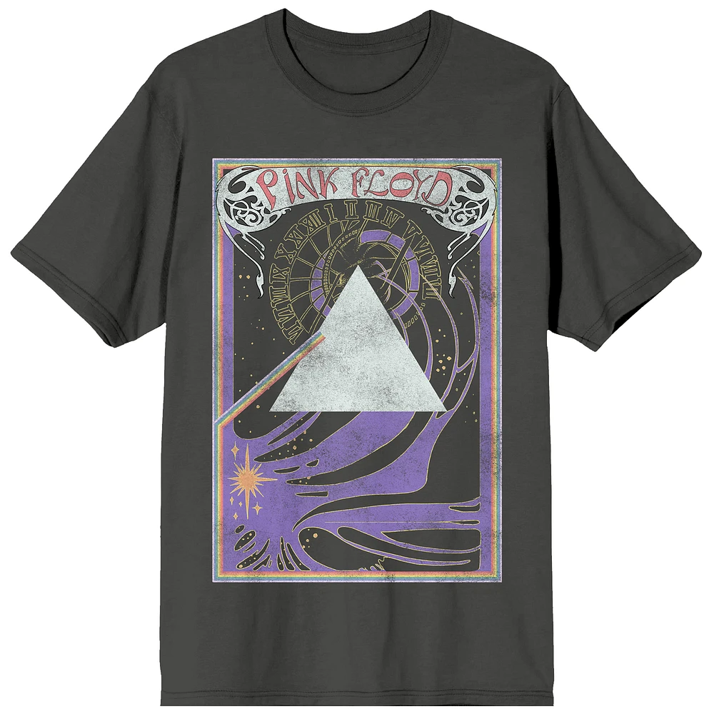Women's Charcoal Pink Floyd Prism Clock T-Shirt