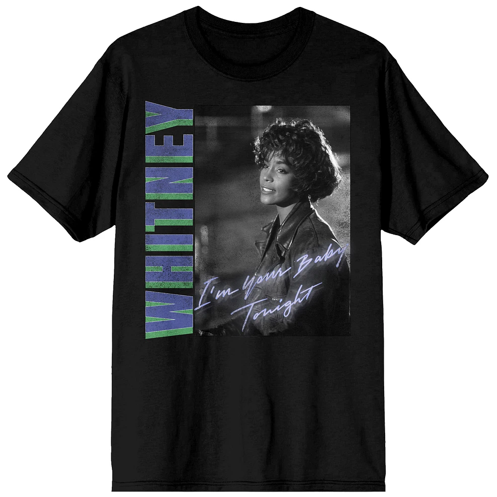 Women's Black Whitney Houston Baby Tonight T-Shirt