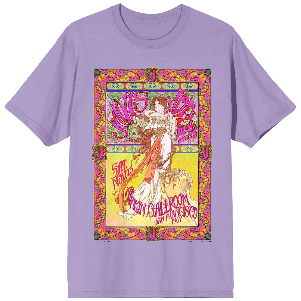 Women's Lavender Janis Joplin Avalon Ballroom Show Poster T-Shirt