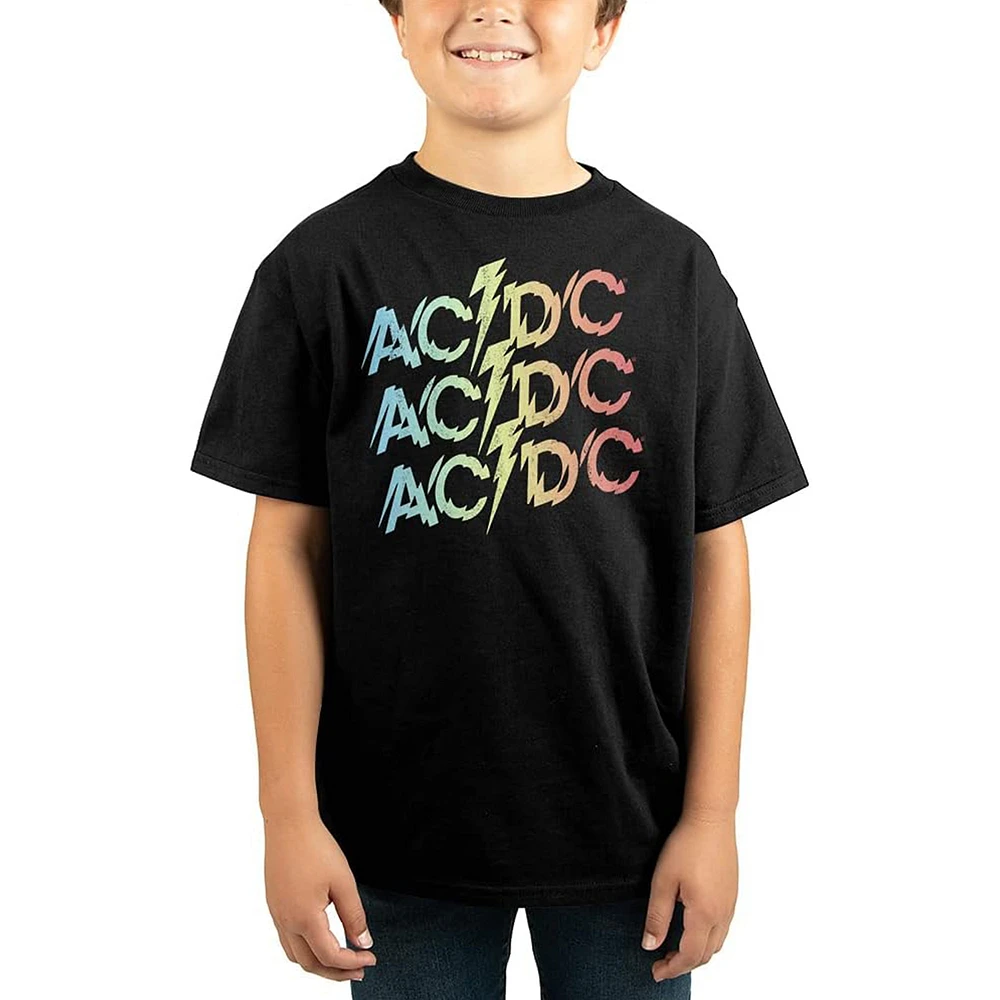 Youth Black AC/DC Repeat Logo T-Shirt