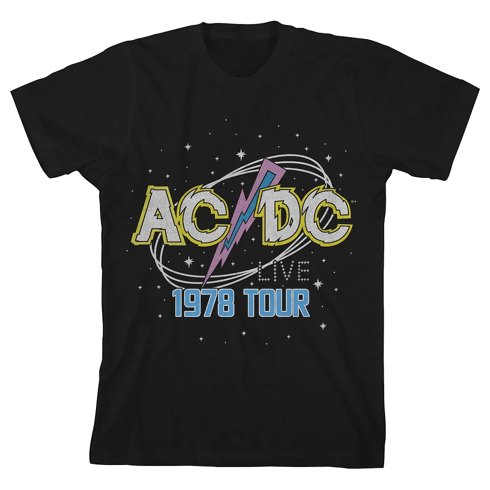 Youth Black AC/DC 1978 Tour Pop Art T-Shirt