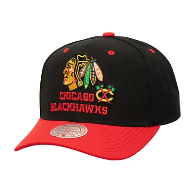 Men's Mitchell & Ness Black Chicago Blackhawks All In 2.0 Pro Crown Adjustable Hat