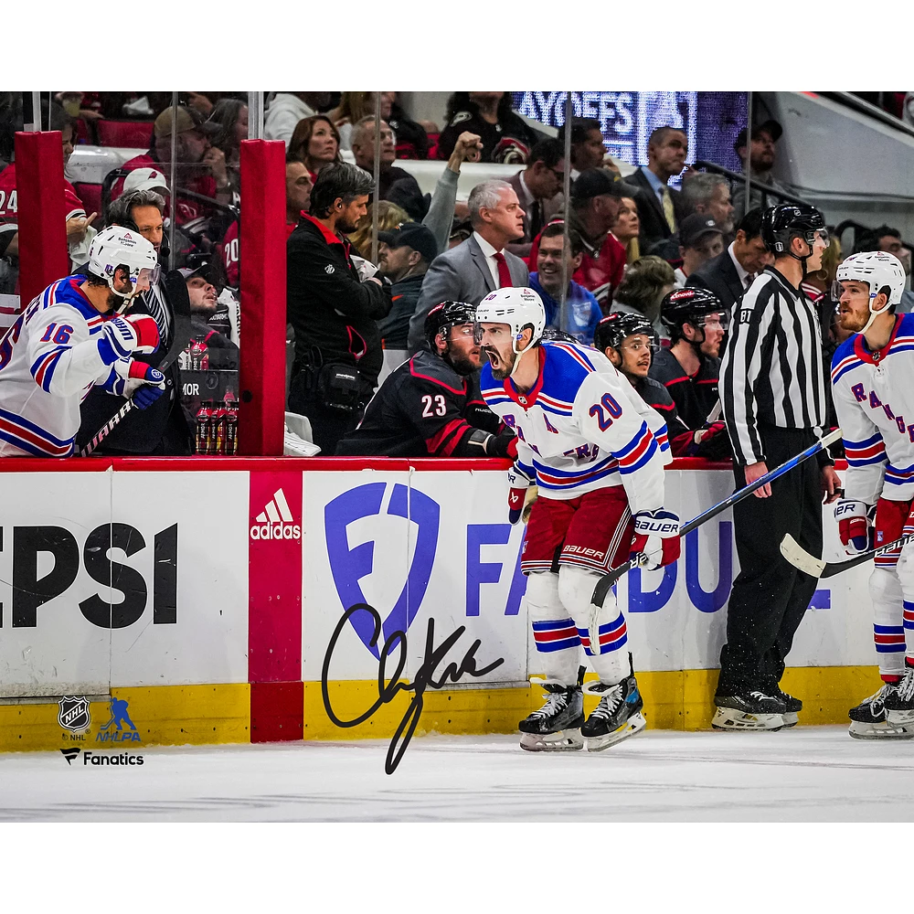 Chris Kreider New York Rangers Autographed 8" x 10" 2024 Stanley Cup Playoffs Second Round Game 6 vs. Carolina Hurricanes Natural Hat Trick Celebration Photograph