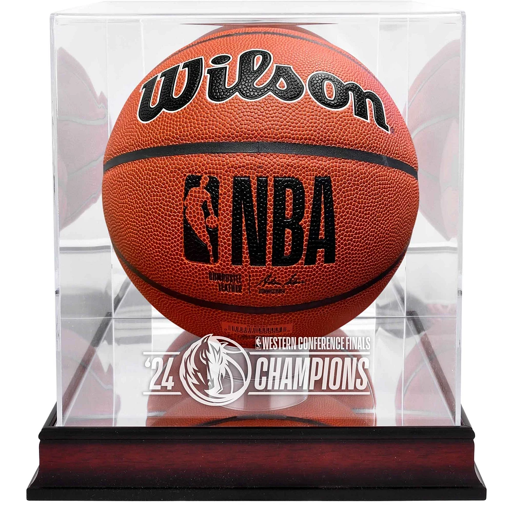 Dallas Mavericks 2024 Western Conference Champions Mahogany Basketball Display Case