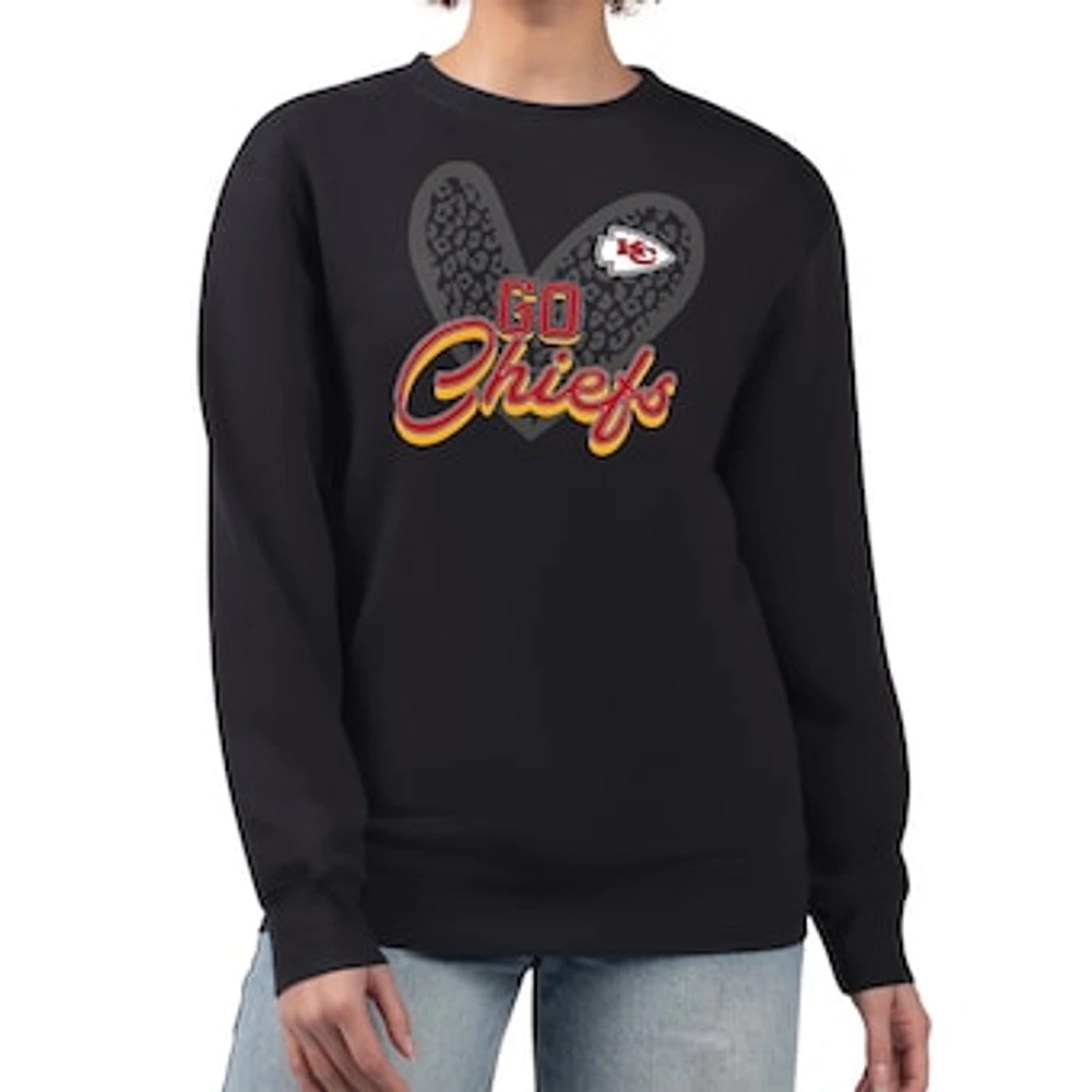 Women's G-III 4Her by Carl Banks Kansas City Chiefs Leopard Heart Pullover Sweatshirt