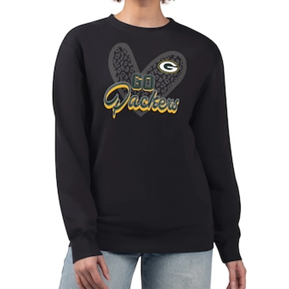 Women's G-III 4Her by Carl Banks Green Bay Packers Leopard Heart Pullover Sweatshirt