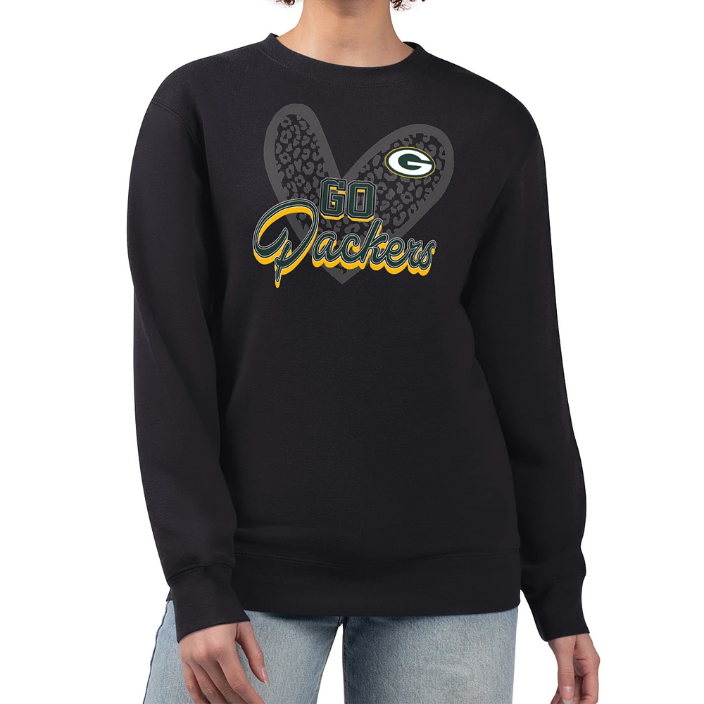 Women's G-III 4Her by Carl Banks Green Bay Packers Leopard Heart Pullover Sweatshirt