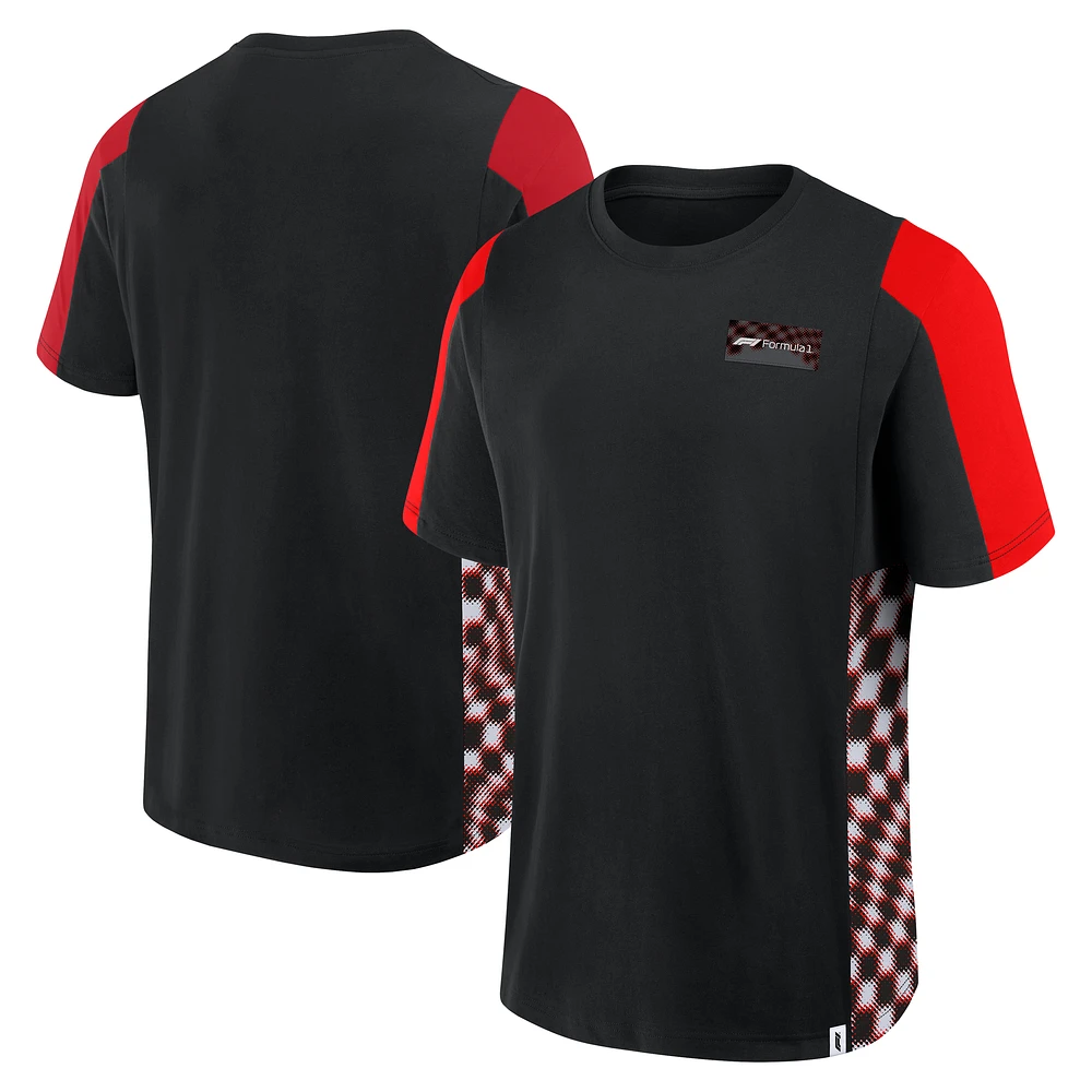 Men's Black Formula 1 Tempo Halftone Grid Panel T-Shirt