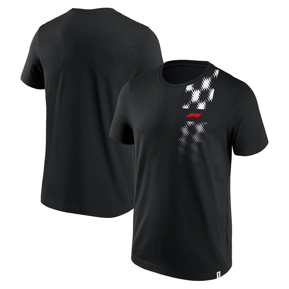 Men's Black Formula 1 Half Tone Grid T-Shirt
