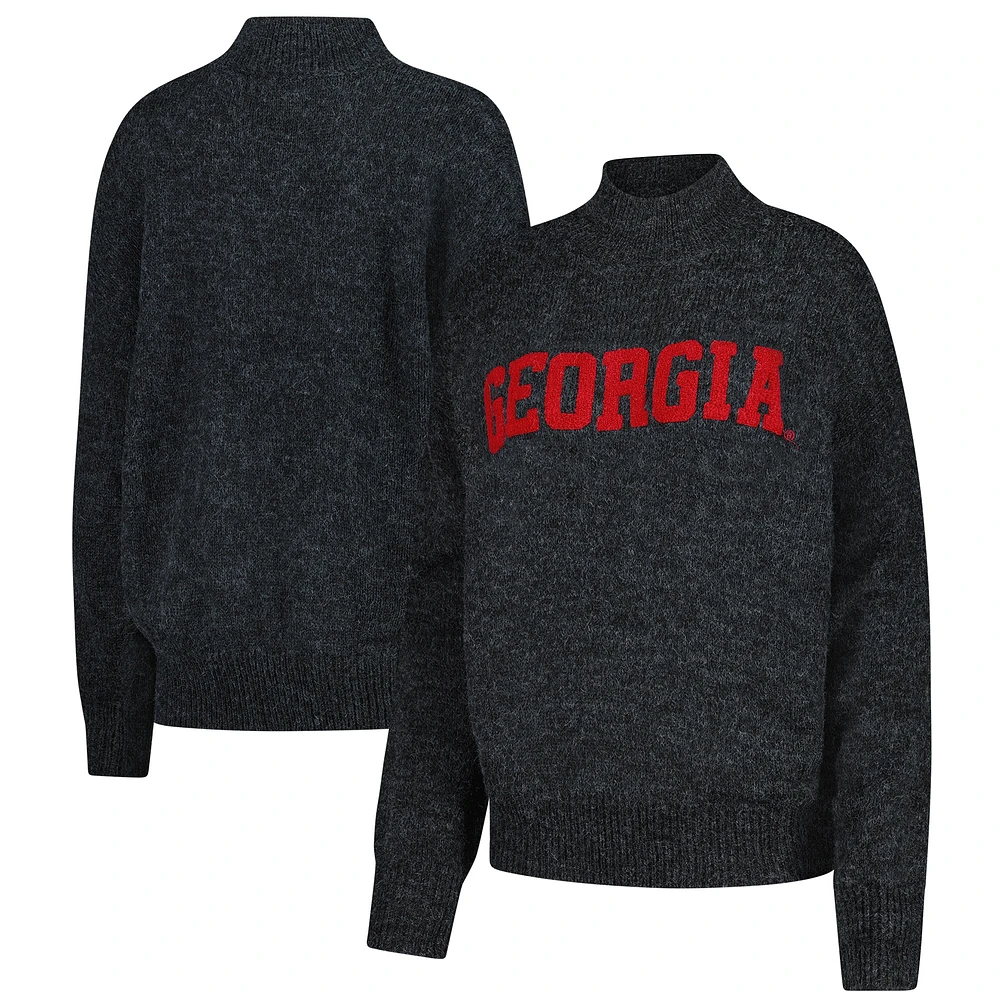 Women's Gameday Social Black Georgia Bulldogs Oversized Varsity Sweater