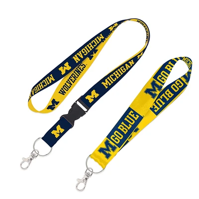 WinCraft Michigan Wolverines 2-Pack Lanyard with Detachable Buckle & Key Strap Set