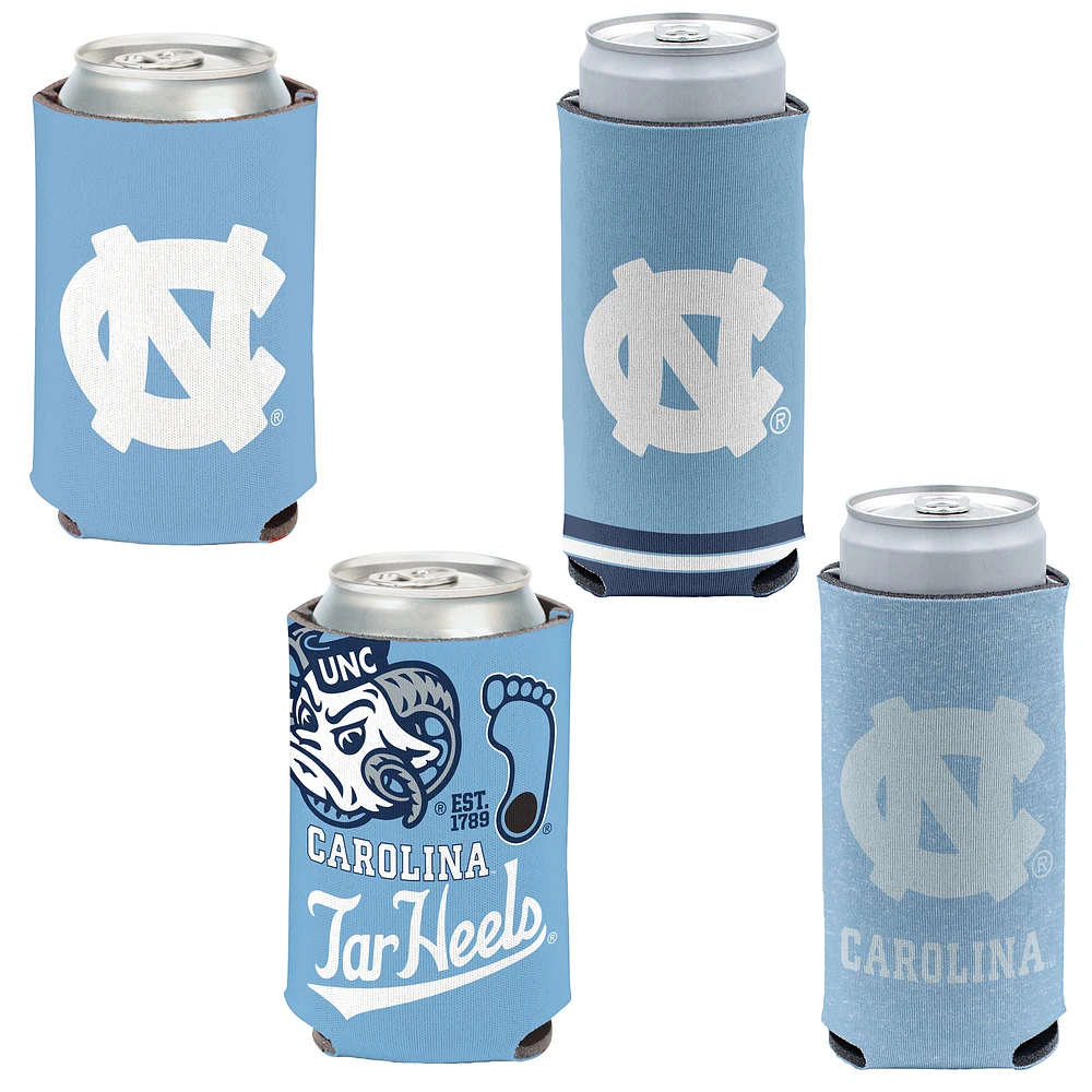 WinCraft North Carolina Tar Heels 4-Pack 12oz. Can & Slim Can Cooler Set