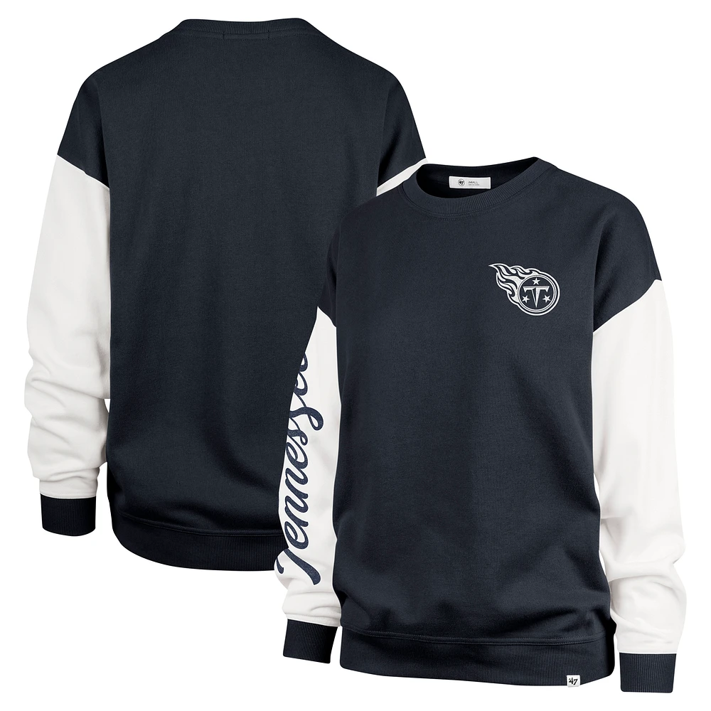 Women's '47 Navy Tennessee Titans Double Header Rise Andie Pullover Sweatshirt