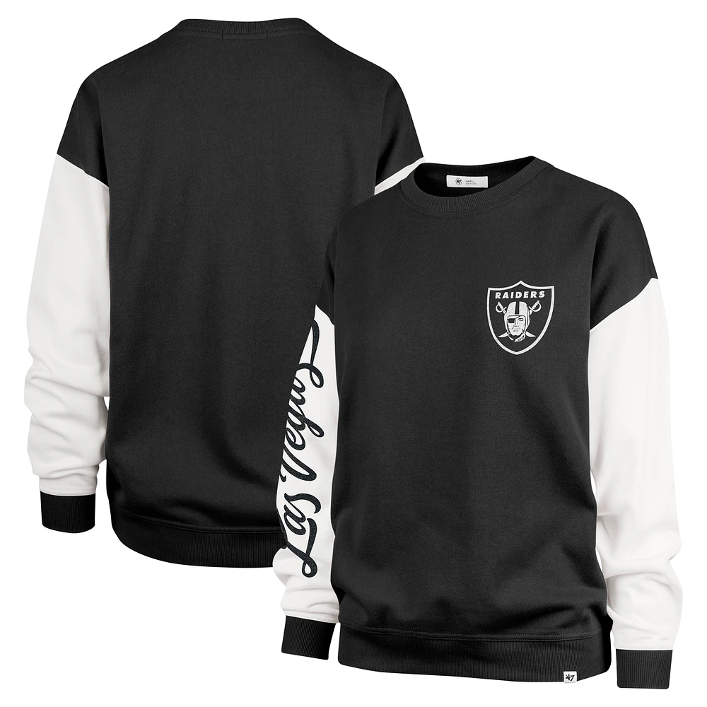 Women's '47 Black Las Vegas Raiders Double Header Rise Andie Pullover Sweatshirt