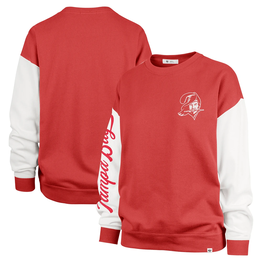 Women's '47 Red Tampa Bay Buccaneers Double Header Rise Andie Pullover Sweatshirt