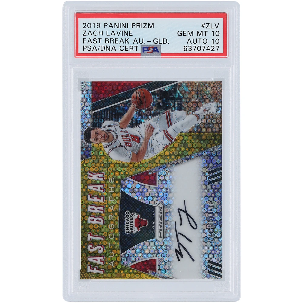 Zach LaVine Chicago Bulls Autographed 2019-20 Panini Prizm Fast Break Gold #FB-ZLV #5/10 PSA Authenticated 10/10 Card