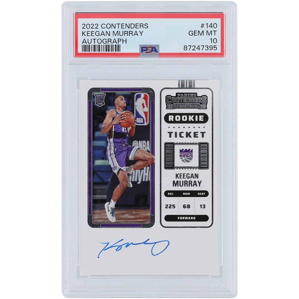 Keegan Murray Sacramento Kings Autographed 2022-23 Panini Contenders Rookie Ticket #140 PSA Authenticated 10 Rookie Card