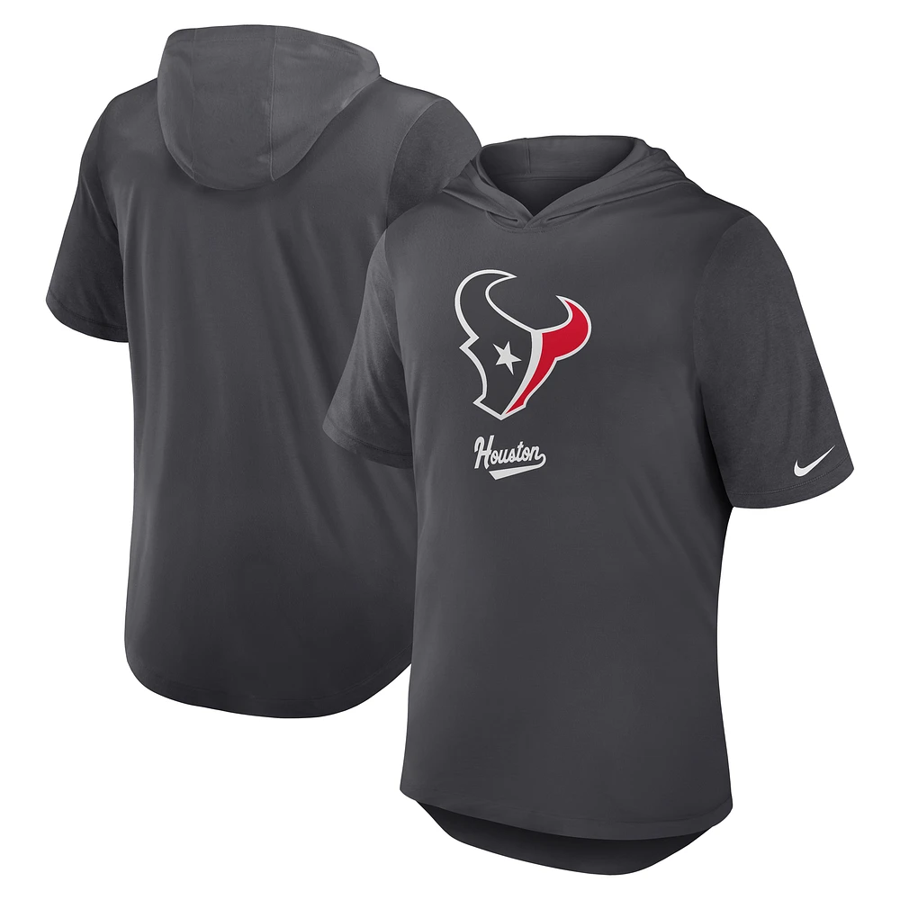 Men's Nike Anthracite Houston Texans Tri-Blend Performance Hoodie T-Shirt
