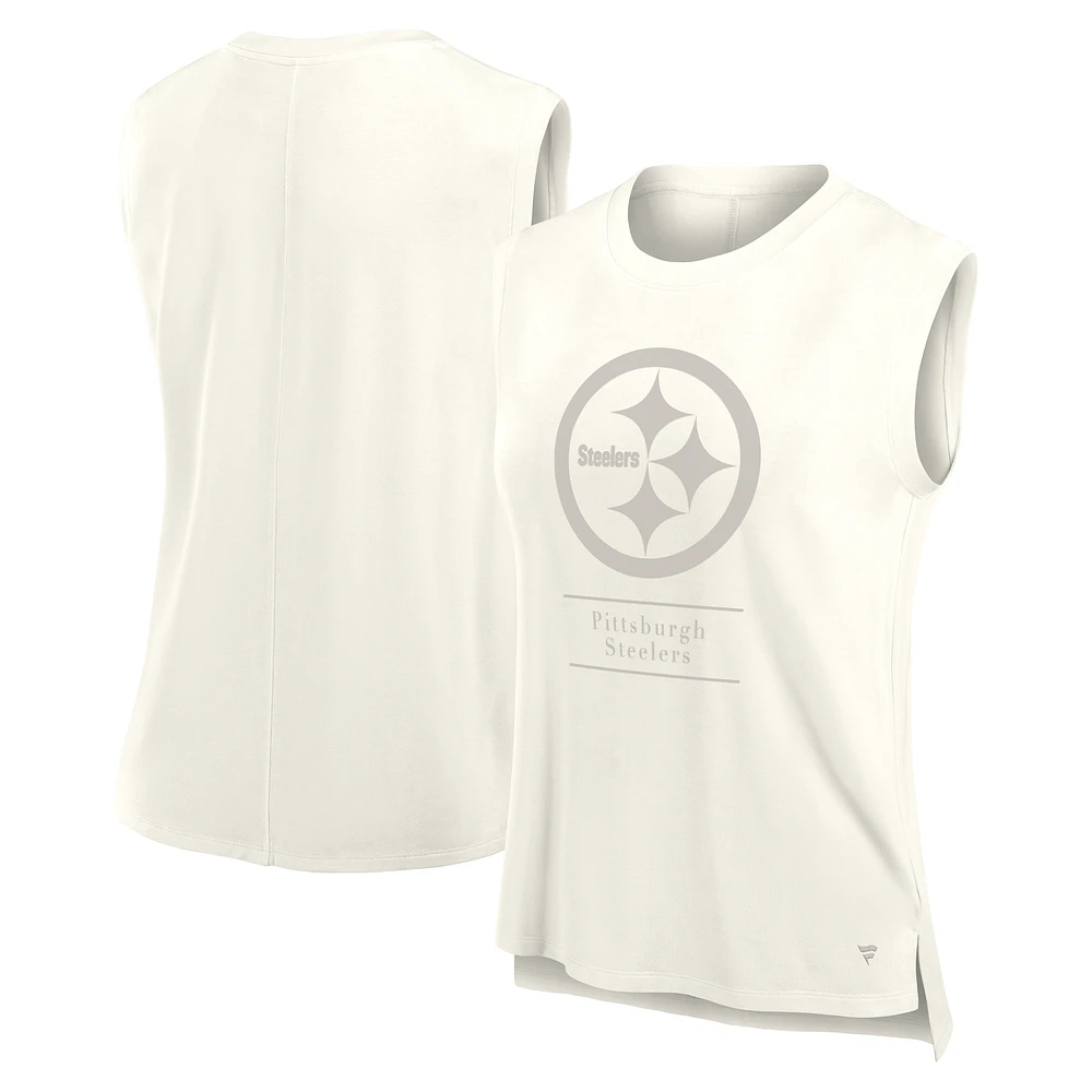 Women's Fanatics Cream Pittsburgh Steelers Studio Embrace Tank Top