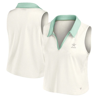 Women's Fanatics Cream Dallas Cowboys Studio Wellness V-Neck Tank Top