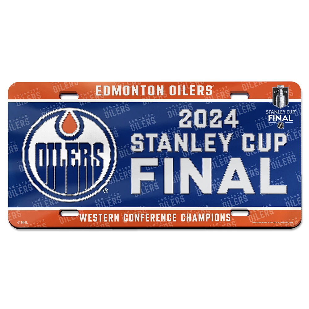 WinCraft Edmonton Oilers 2024 Western Conference Champions Laser Cut License Plate