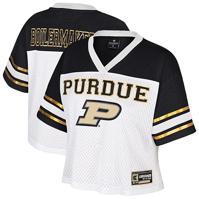 Women's Colosseum White Purdue Boilermakers Treasure Cropped Football Jersey