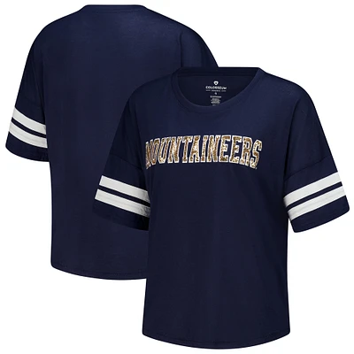 Women's Colosseum Navy West Virginia Mountaineers Treasure Oversized Sequin T-Shirt