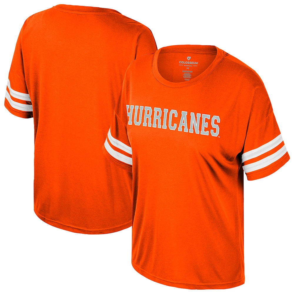Women's Colosseum Orange Miami Hurricanes Treasure Oversized Sequin T-Shirt