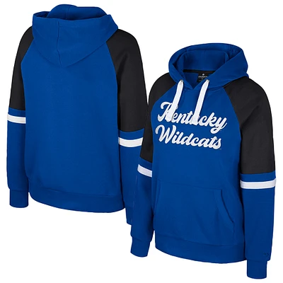 Women's Colosseum Royal Kentucky Wildcats Oversized Colorblock Pullover Hoodie