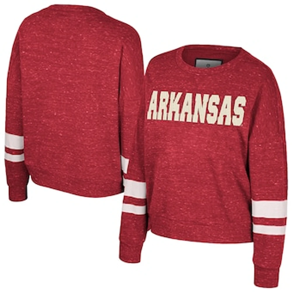 Women's Colosseum Cardinal Arkansas Razorbacks Lost City Speckle Pullover Sweatshirt