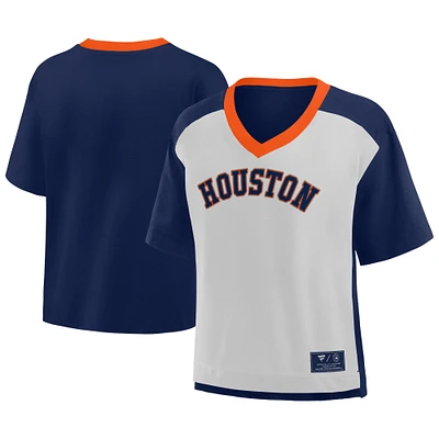 Women's Fanatics Navy/Graphite Houston Astros Oversized Race To Win V-Neck T-Shirt