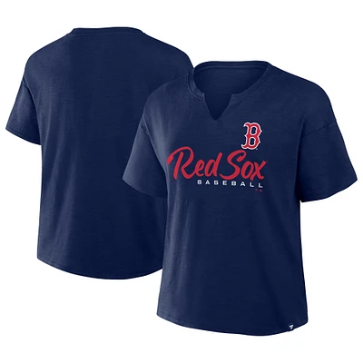 Women's Fanatics Navy Boston Red Sox Fan Fave Stadium Slub Boxy T-Shirt
