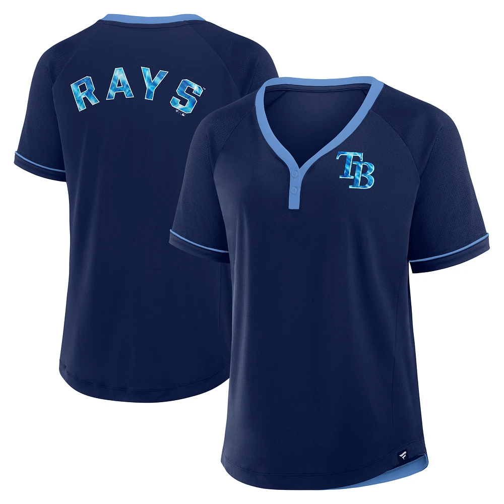 Women's Fanatics Navy Tampa Bay Rays League Diva Star Raglan V-Neck T-Shirt