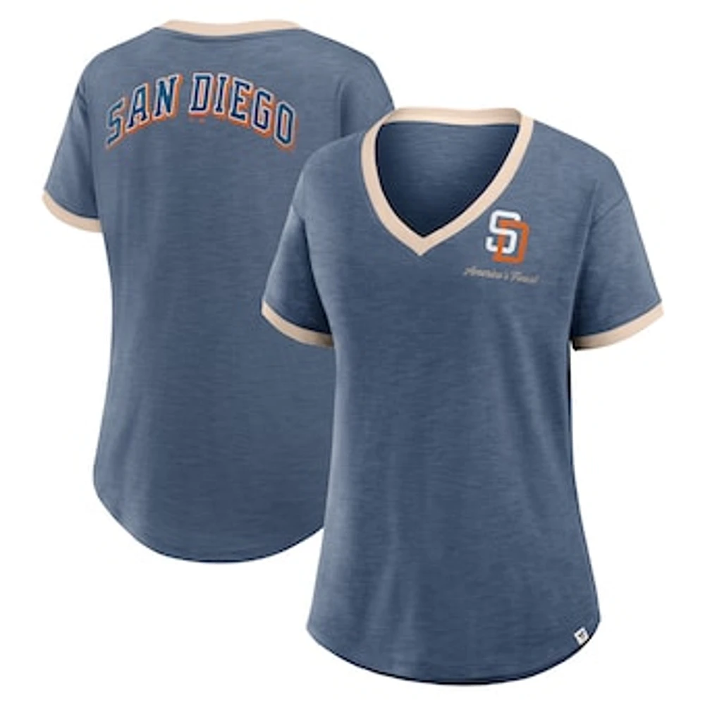 Women's Fanatics Navy San Diego Padres Binge Worthy Stadium Slub V-Neck T-Shirt