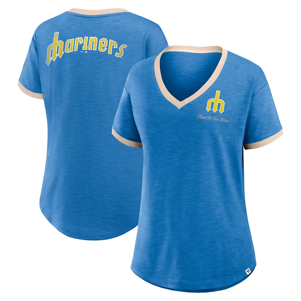 Women's Fanatics Royal Seattle Mariners Binge Worthy Stadium Slub V-Neck T-Shirt