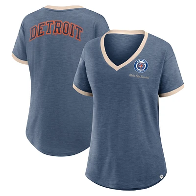 Women's Fanatics Navy Detroit Tigers Binge Worthy Stadium Slub V-Neck T-Shirt