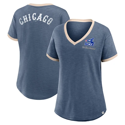 Women's Fanatics Navy Chicago White Sox Binge Worthy Stadium Slub V-Neck T-Shirt