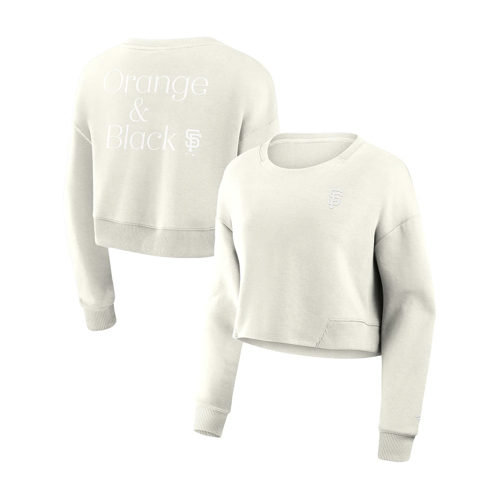 Women's Fanatics Cream San Francisco Giants Studio Cropped Pullover Sweatshirt