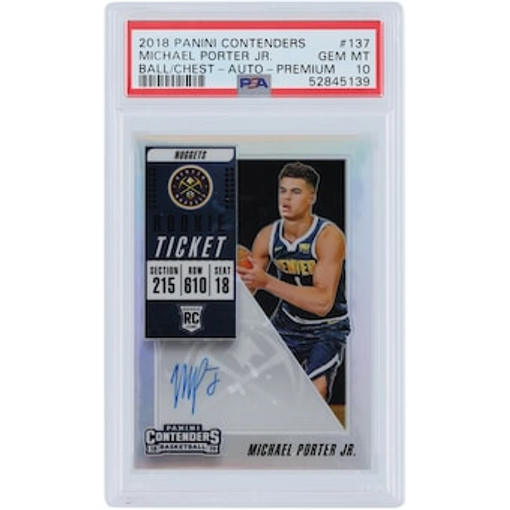 Michael Porter Jr. Denver Nuggets Autographed 2018-19 Panini Contenders Premium #137 PSA Authenticated 10 Rookie Card