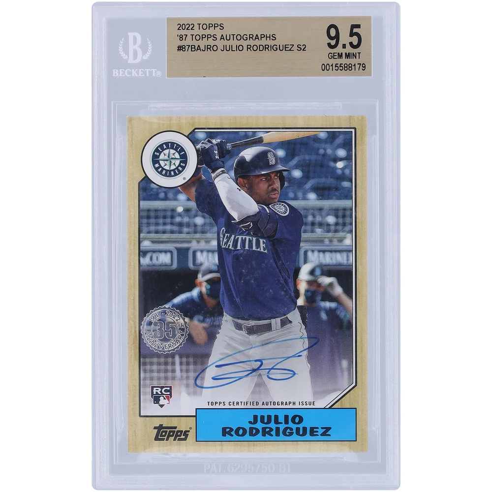 Julio Rodríguez Seattle Mariners Autographed 2022 Topps '87 Throwback #87BA-JRO BGS Authenticated 9.5 Rookie Card