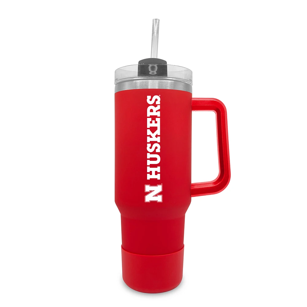 Nebraska Huskers 40oz. Stainless Tumbler with Handle & Removable Straw