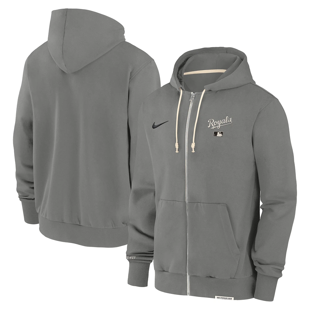 Men's Nike Charcoal Kansas City Royals Authentic Collection Travel Performance Full-Zip Hoodie